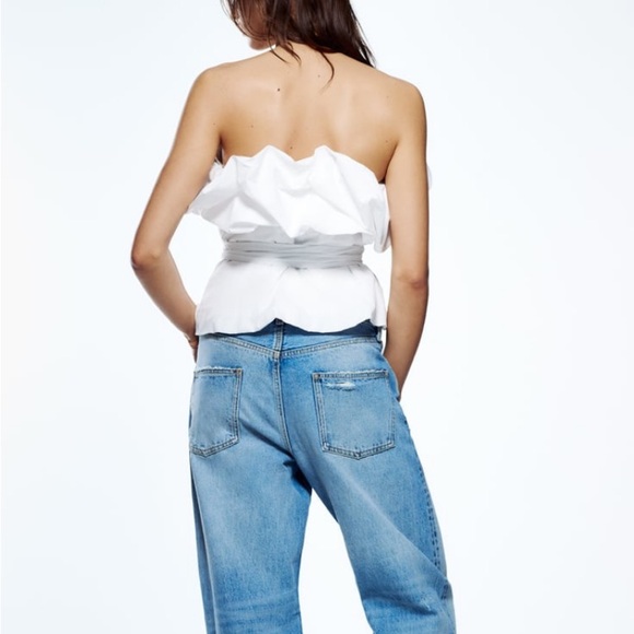 Zara Voluminous Poplin Top White - Size Small - Picture 5 of 8